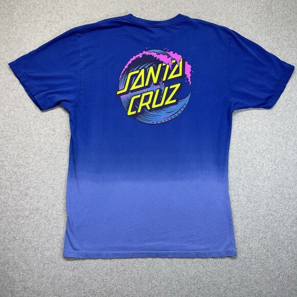 Santa Cruz T-Shirt Men’s Large Blue Ombre Front Back Graphic Skatewear - Picture 6 of 14